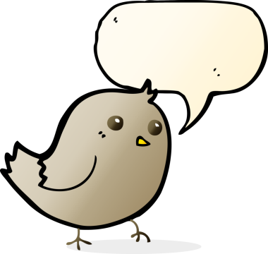 Bir insan tarafından çizilmiş konuşma balonlu çizgi film kuşu.