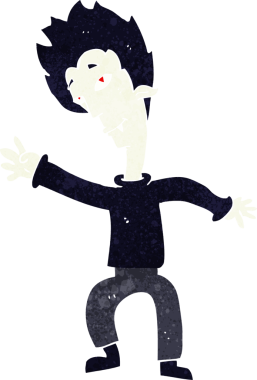 Bir insan tarafından çizilmiş cadılar bayramı vampiri çizgi filmi.