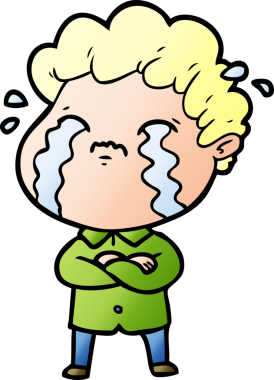 Bir insan tarafından çizilmiş ağlayan çizgi film adamı.