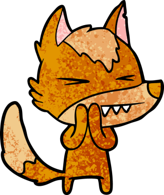 Bir insan tarafından çizilmiş tilki çizgi film karakteri