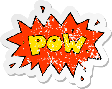 Bir insan tarafından çizilmiş çizgi roman karakterinin gerilimli retro yapıştırması.