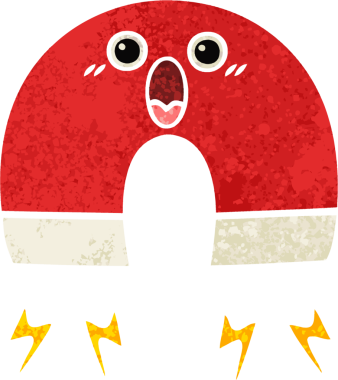 Bir insan tarafından çizilmiş mıknatısın retro illüstrasyon tarzı karikatürü