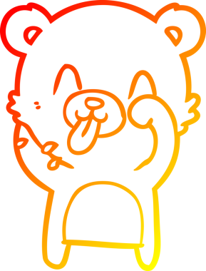 Bir insanın çizdiği dilden çıkan kaba bir kutup ayısının sıcak çizgi çizimi.