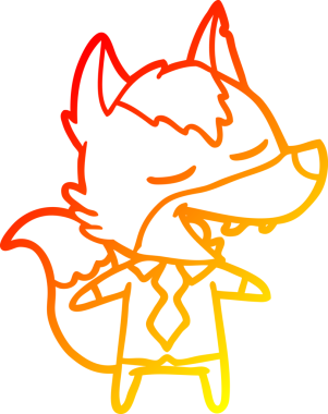 Bir çizgi film karakteri kurdunun insan tarafından çizilmiş sıcak çizgi çizimi.