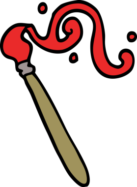 Bir insan tarafından çizilmiş karalama boya fırçası.