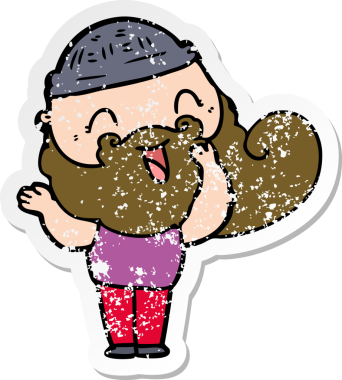 Bir insan tarafından çizilmiş mutlu sakallı bir adamın sıkıntılı çıkartması.