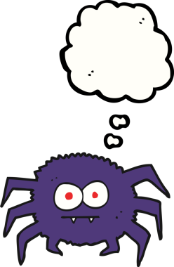 Bir insan tarafından çizilmiş serbest çizim balon karikatür örümceği.