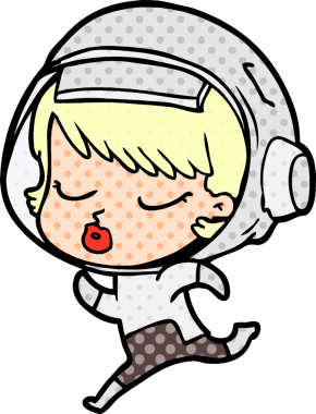 Bir insan tarafından çizilmiş güzel astronot kız.