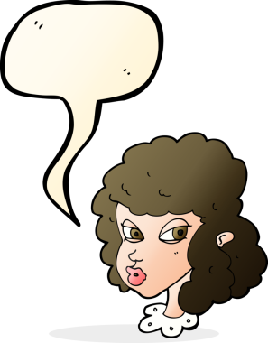 Bir insan tarafından çizilmiş konuşma balonu olan şüpheli bir karikatür.