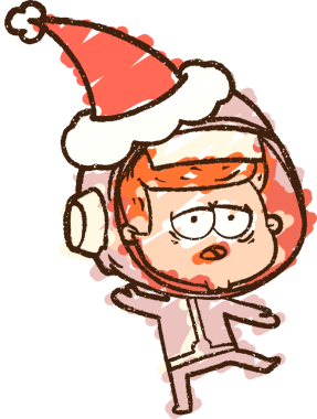 Bir insan tarafından çizilmiş Noel Astronot Tebeşiri