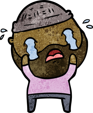 Çizgi film sakallı adam bir insan tarafından çizilmiş ağlıyor.