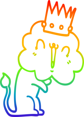 Gökkuşağı gradyan çizgi çizimi Bir insan tarafından çizilmiş taç ile bir çizgi aslan