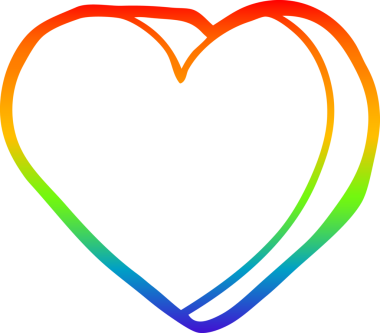 Gökkuşağı gradyan çizgi çizimi Bir insan tarafından çizilmiş bir aşk kalbi