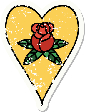 Geleneksel bir kalp stili ve bir insan tarafından çizilmiş çiçek dövmesi.