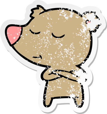 Bir insan tarafından çizilmiş mutlu çizgi film ayısının sıkıntılı çıkartması.