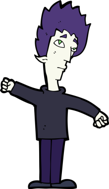 Bir insan tarafından çizilmiş vampir adam çizgi filmi.