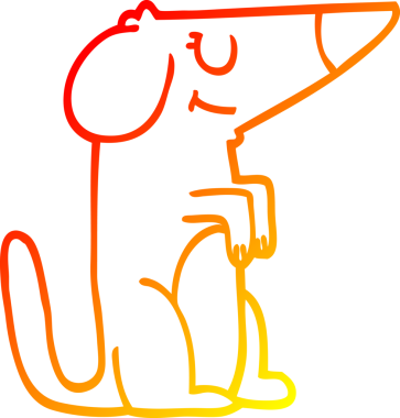 Bir insan tarafından çizilmiş çizgi film köpeğinin sıcak çizgi çizimi