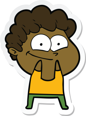 Bir insan tarafından çizilmiş mutlu bir adamın çıkartması.