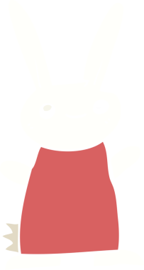 Bir insan tarafından çizilmiş düz renk çizgi film tavşanı.