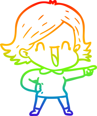 Gökkuşağı gradyan çizimi bir insan tarafından çizilmiş gülen bir kadının çizimi