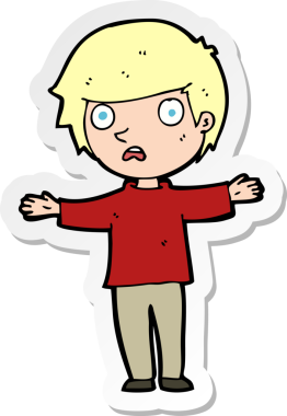 Bir insan tarafından çizilmiş endişeli bir çizgi film çıkartması.