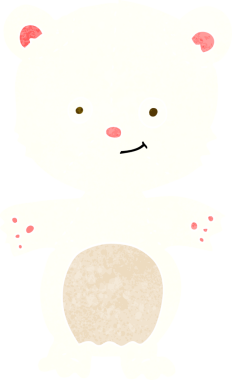 Bir insan tarafından çizilmiş mutlu kutup ayısı çizgi filmi.