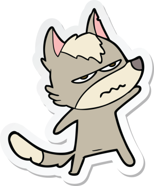 Bir insan tarafından çizilmiş kızgın bir kurdun çıkartması.