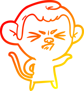 Bir insan tarafından çizilmiş kızgın bir maymunun sıcak çizgi çizimi