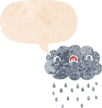 Bir insan tarafından çizilmiş grunge sıkıntılı retro biçiminde konuşma baloncuğu ile sevimli çizgi film bulutu