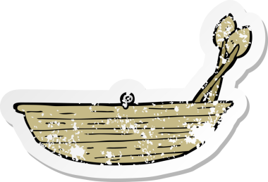 Bir insan tarafından çizilmiş karikatür kayığının gerilemiş çıkartması.