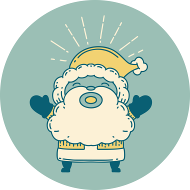 Bir insan tarafından çizilmiş dövme stili Noel Baba karakterinin simgesi