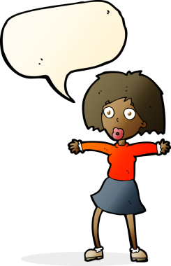 Bir insan tarafından çizilmiş konuşma balonlu bir karikatür.