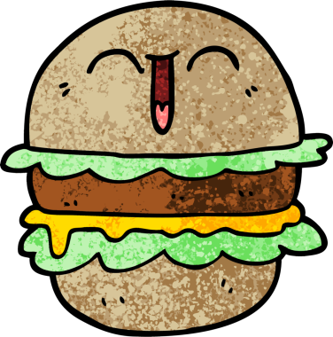 Bir insan tarafından çizilmiş grunge desenli çizim çizgi film burgeri.