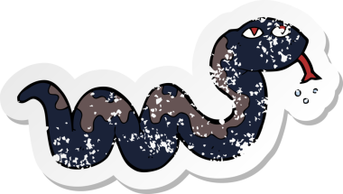 Bir insan tarafından çizilmiş karikatür yılanının geriletilmiş çıkartması.