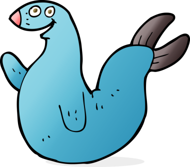 Bir insan tarafından çizilmiş mutlu bir fok.