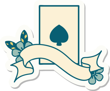 Bir insan tarafından çizilmiş maça ası sancağına sahip dövme stili çıkartması