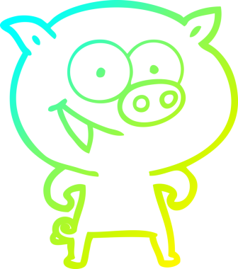 Bir insan tarafından çizilmiş neşeli bir domuz çizgi filmi.