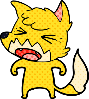 Bir insan tarafından çizilmiş kızgın çizgi film tilkisi.