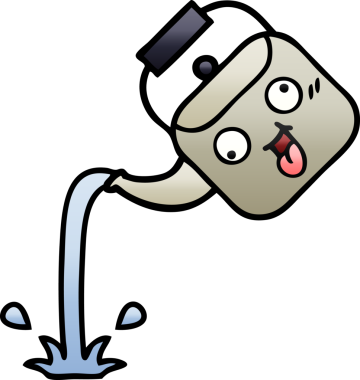 Bir insan tarafından çizilmiş gölgelenmiş çaydanlık karikatürü.