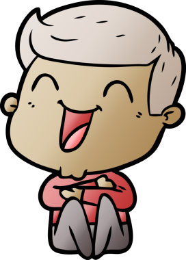 Bir insan tarafından çizilmiş gülen çizgi film adamı.