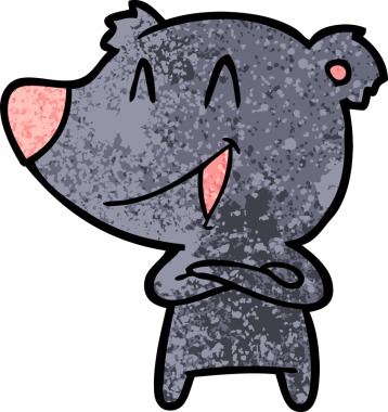 Bir insan tarafından çizilmiş çapraz kollu gülen ayı.