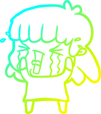 Bir insan tarafından çizilmiş göz yaşları içinde bir çizgi film kadını çizimi.