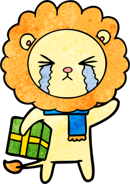 Bir insan tarafından çizilmiş ağlayan bir aslan.