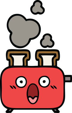 Bir insan tarafından çizilmiş bir tost makinesi karikatürü.