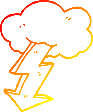 Bir insan tarafından çizilmiş bir çizgi film yıldırımının sıcak çizgi çizimi