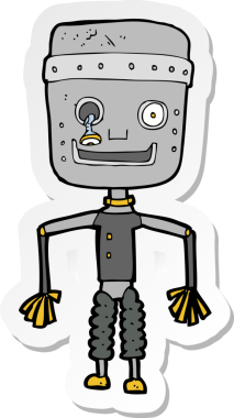 Bir insan tarafından çizilmiş eski bir robotun çıkartması.