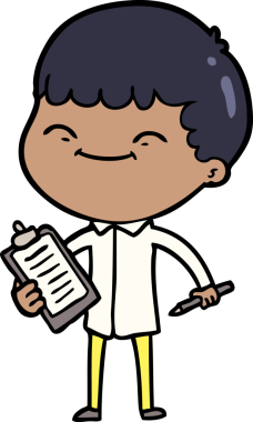 Bir insan tarafından çizilmiş mutlu çocuk çizgi filmi.