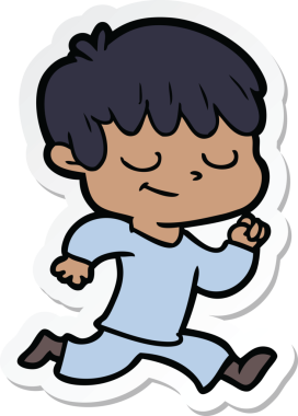 Bir insan tarafından çizilmiş mutlu bir çocuğun çıkartması.