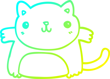 Bir insan tarafından çizilen çizgi film kedisinin soğuk gradyan çizgisi.