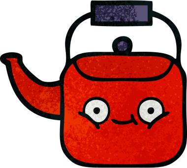 Bir insan tarafından çizilmiş eski grunge desenli bir çaydanlık.